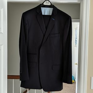 Bachrach Modern Two-Button Suit, Navy Stripe